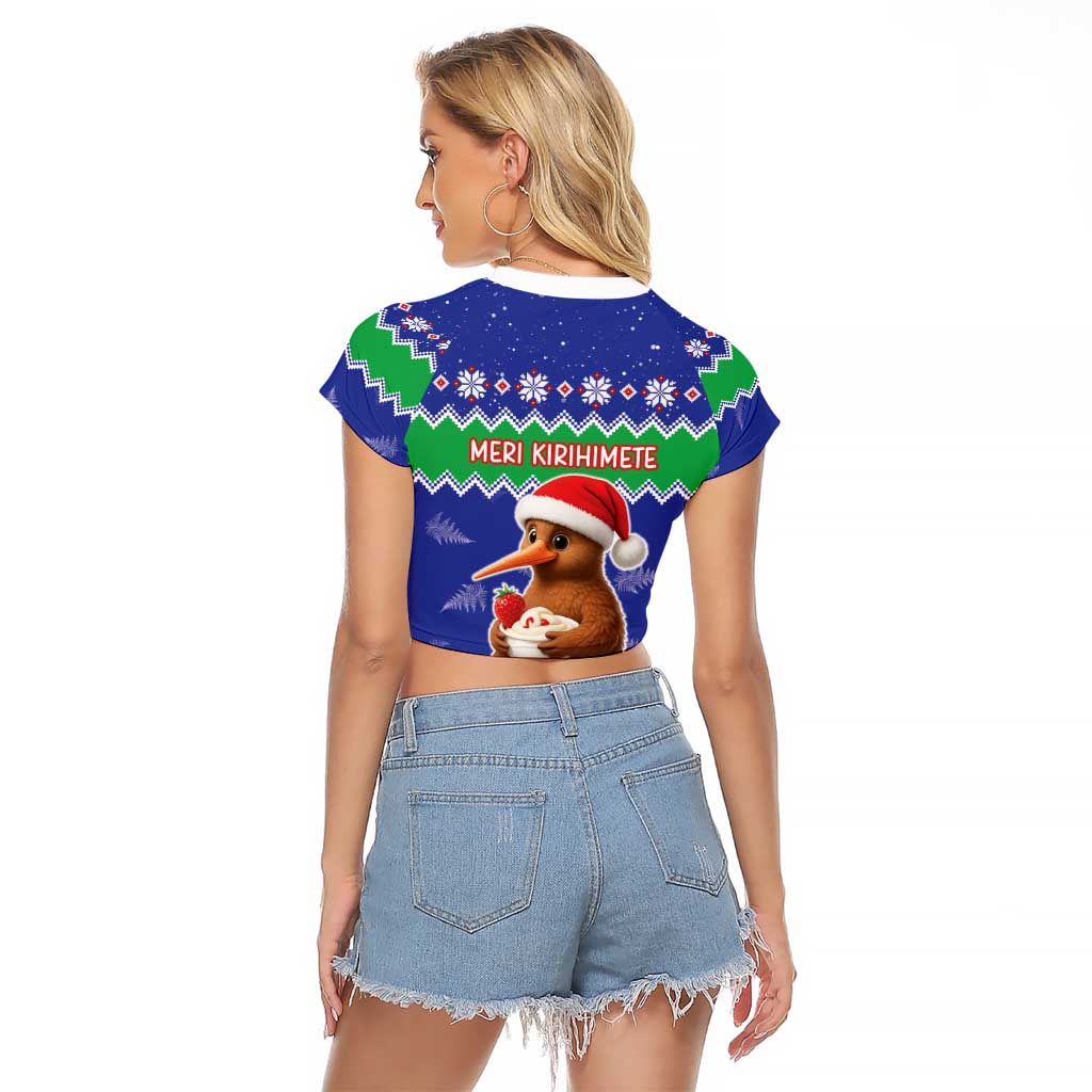 New Zealand Christmas Raglan Cropped T Shirt Have Yourself A Kiwi-tastic Christmas LT05 - Polynesian Pride