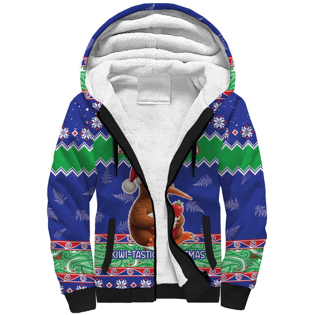 New Zealand Christmas Sherpa Hoodie Have Yourself A Kiwi-tastic Christmas LT05 Unisex Blue - Polynesian Pride
