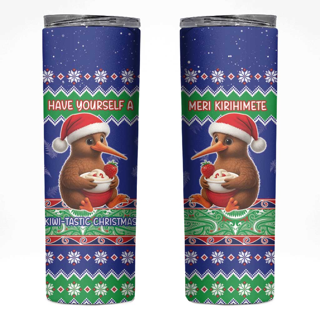 New Zealand Christmas Skinny Tumbler Have Yourself A Kiwi-tastic Christmas LT05 Blue - Polynesian Pride