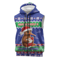 New Zealand Christmas Sleeveless Zip Hoodie Have Yourself A Kiwi-tastic Christmas LT05 Blue - Polynesian Pride