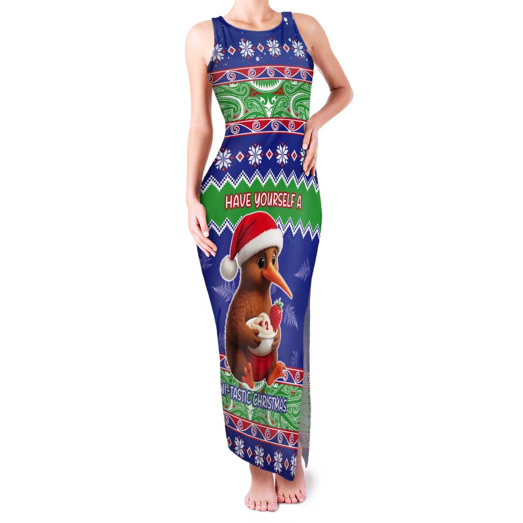 New Zealand Christmas Tank Maxi Dress Have Yourself A Kiwi-tastic Christmas LT05 Women Blue - Polynesian Pride