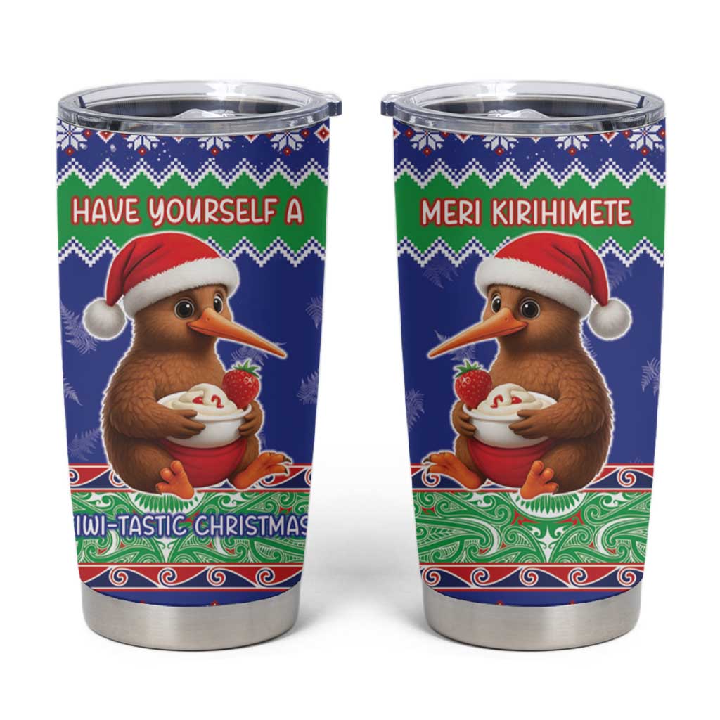 New Zealand Christmas Tumbler Cup Have Yourself A Kiwi-tastic Christmas LT05 Blue - Polynesian Pride