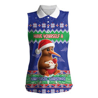 New Zealand Christmas Women Sleeveless Polo Shirt Have Yourself A Kiwi-tastic Christmas LT05 Female Blue - Polynesian Pride