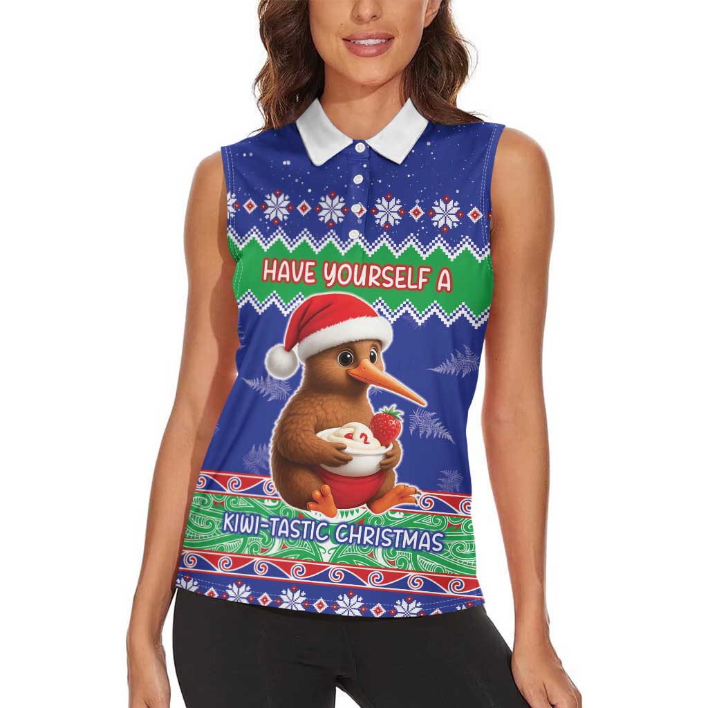 New Zealand Christmas Women Sleeveless Polo Shirt Have Yourself A Kiwi-tastic Christmas LT05 - Polynesian Pride