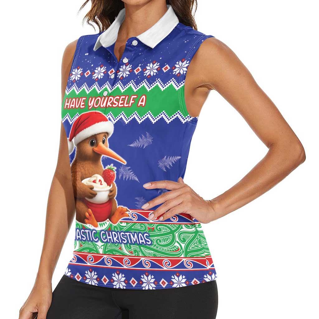 New Zealand Christmas Women Sleeveless Polo Shirt Have Yourself A Kiwi-tastic Christmas LT05 - Polynesian Pride