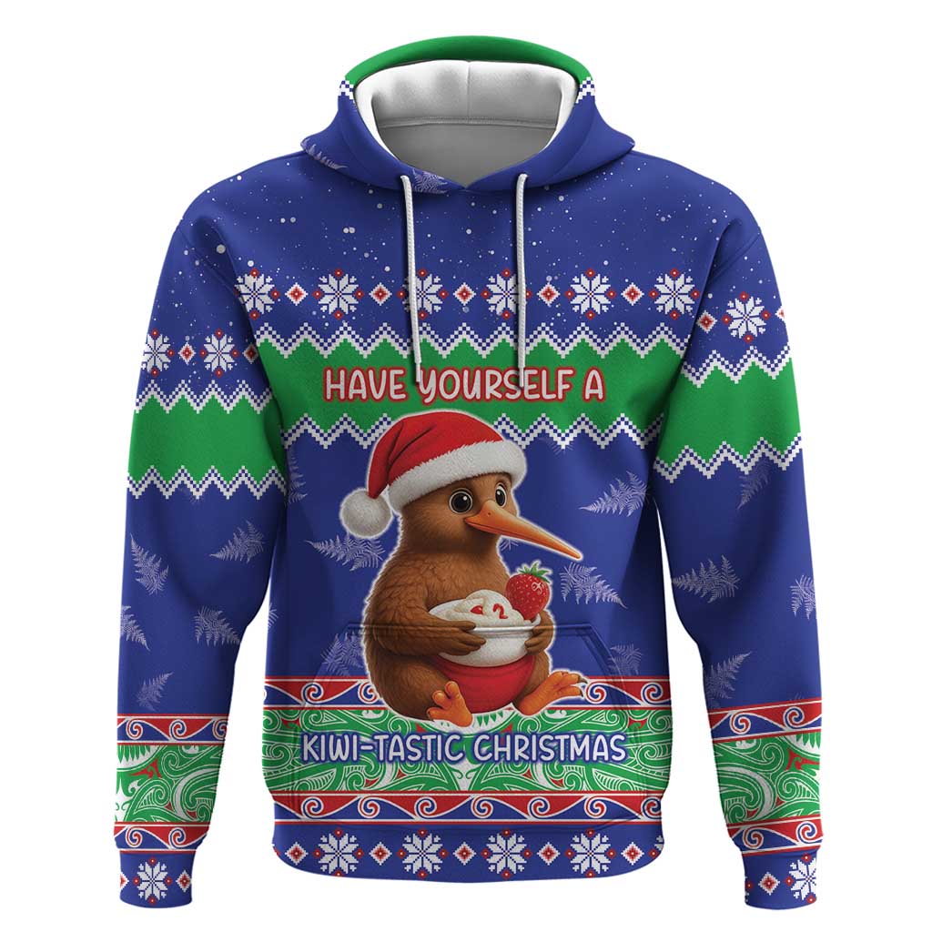 New Zealand Christmas Zip Hoodie Have Yourself A Kiwi-tastic Christmas LT05 Pullover Hoodie Blue - Polynesian Pride