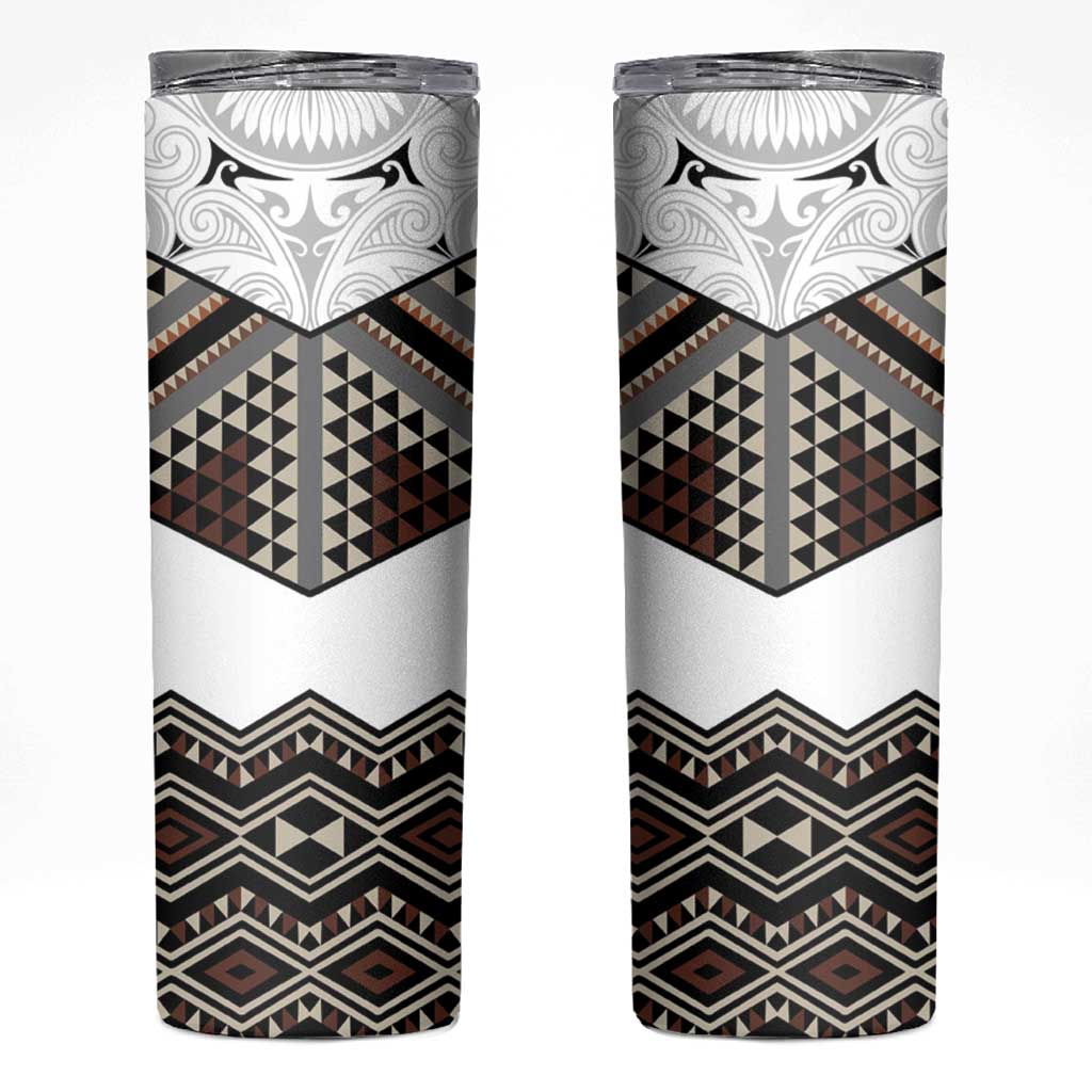 New Zealand Aotearoa Skinny Tumbler Taniko Art Simple Style LT05 Brown - Polynesian Pride