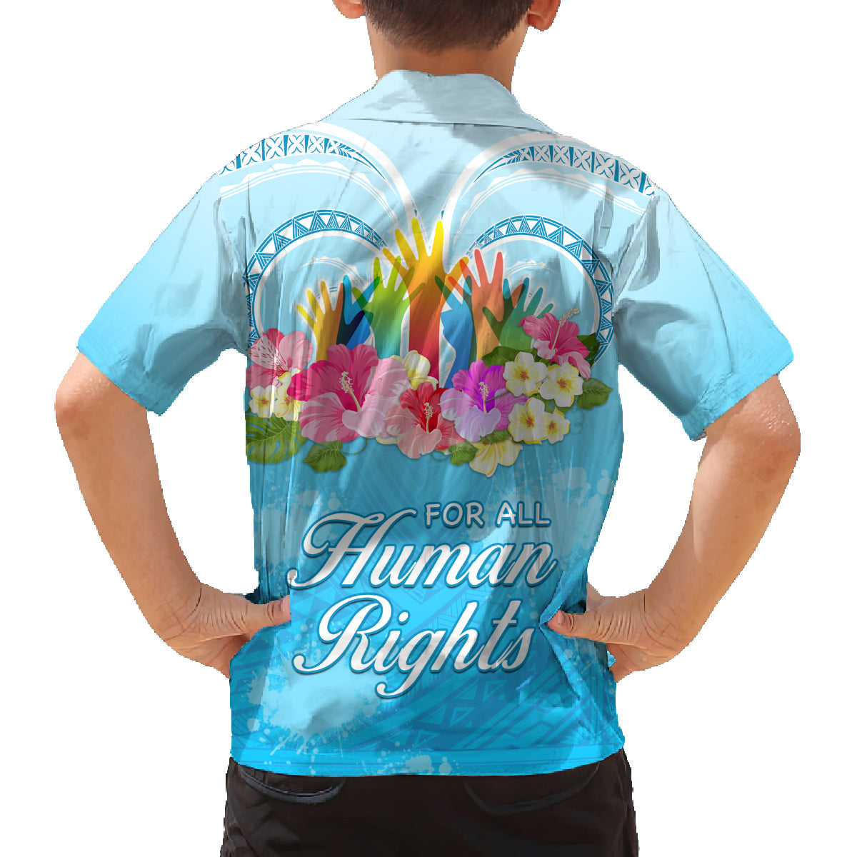 Universal Human Rights Month Family Matching Off Shoulder Maxi Dress and Hawaiian Shirt Polynesian Style LT05 - Polynesian Pride