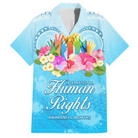 Universal Human Rights Month Family Matching Tank Maxi Dress and Hawaiian Shirt Polynesian Style LT05 Dad's Shirt - Short Sleeve Blue - Polynesian Pride