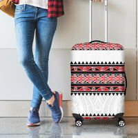 New Zealand Aotearoa Luggage Cover With Kowhaiwhai Pattern Red Version LT05 - Polynesian Pride