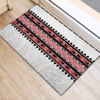 New Zealand Aotearoa Rubber Doormat With Kowhaiwhai Pattern Red Version LT05 - Polynesian Pride