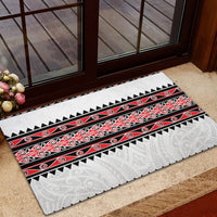 New Zealand Aotearoa Rubber Doormat With Kowhaiwhai Pattern Red Version LT05 - Polynesian Pride
