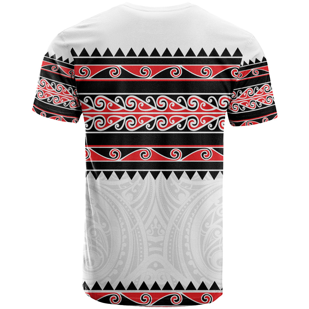 New Zealand Aotearoa T Shirt With Kowhaiwhai Pattern Red Version LT05 - Polynesian Pride