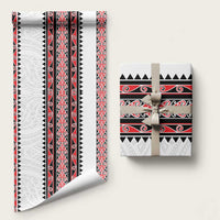 New Zealand Aotearoa Wrapping Paper With Kowhaiwhai Pattern Red Version LT05 58" × 23" Red - Polynesian Pride