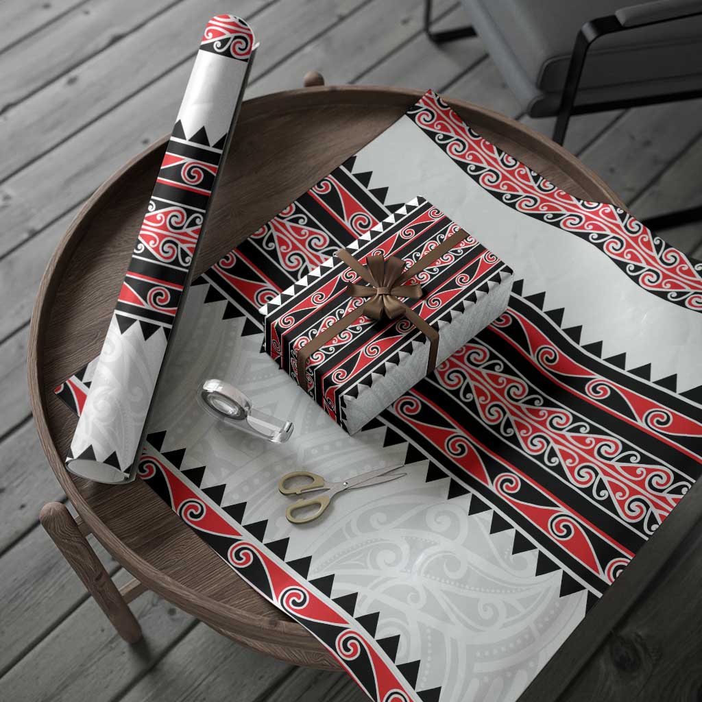 New Zealand Aotearoa Wrapping Paper With Kowhaiwhai Pattern Red Version LT05 - Polynesian Pride