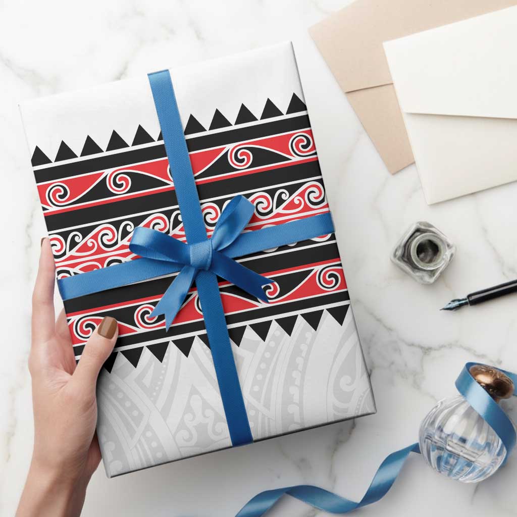 New Zealand Aotearoa Wrapping Paper With Kowhaiwhai Pattern Red Version LT05 - Polynesian Pride