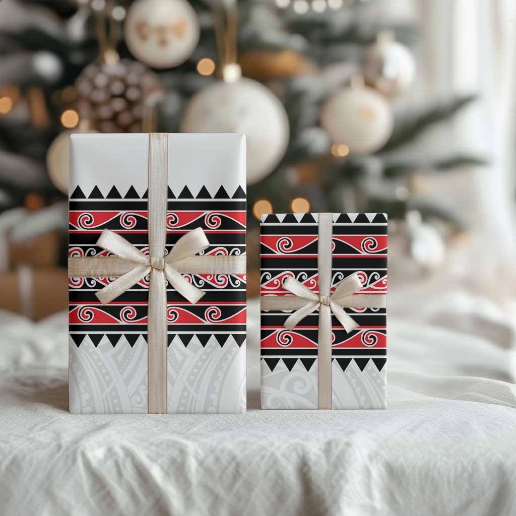 New Zealand Aotearoa Wrapping Paper With Kowhaiwhai Pattern Red Version LT05 - Polynesian Pride