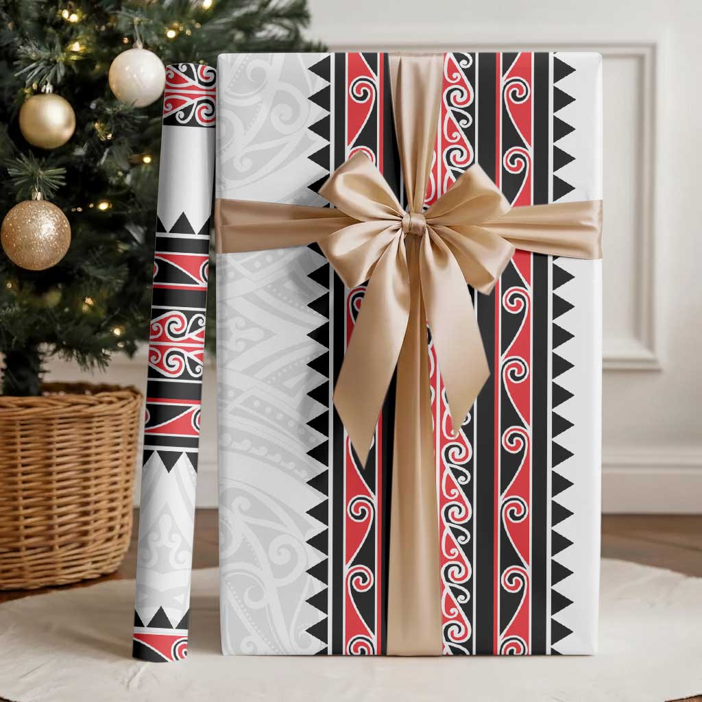 New Zealand Aotearoa Wrapping Paper With Kowhaiwhai Pattern Red Version LT05 - Polynesian Pride