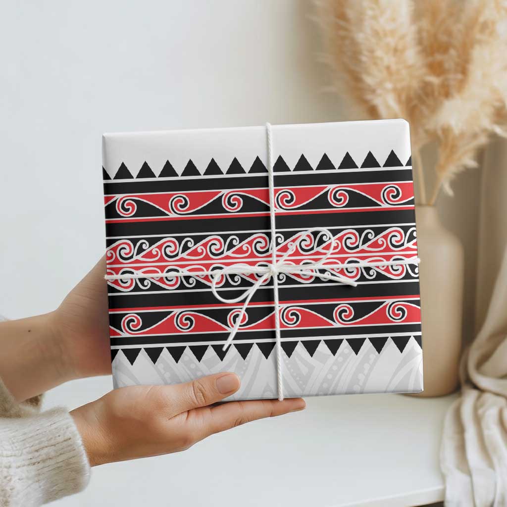 New Zealand Aotearoa Wrapping Paper With Kowhaiwhai Pattern Red Version LT05 - Polynesian Pride