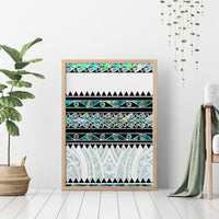 New Zealand Aotearoa Canvas Wall Art With Paua Shell Kowhaiwhai Pattern LT05 - Polynesian Pride
