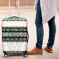 New Zealand Aotearoa Luggage Cover With Paua Shell Kowhaiwhai Pattern LT05 Green - Polynesian Pride