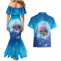 New Zealand Matapouri Beach Landscape Couples Matching Mermaid Dress and Hawaiian Shirt LT05 - Polynesian Pride