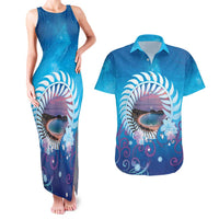 New Zealand Matapouri Beach Landscape Couples Matching Tank Maxi Dress and Hawaiian Shirt LT05 Blue - Polynesian Pride