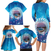 New Zealand Matapouri Beach Landscape Family Matching Long Sleeve Bodycon Dress and Hawaiian Shirt LT05 - Polynesian Pride
