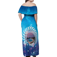 New Zealand Matapouri Beach Landscape Family Matching Off Shoulder Maxi Dress and Hawaiian Shirt LT05 - Polynesian Pride