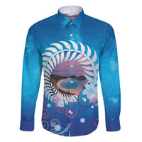New Zealand Matapouri Beach Landscape Family Matching Puletasi and Hawaiian Shirt LT05 Dad's Shirt - Long Sleeve Blue - Polynesian Pride