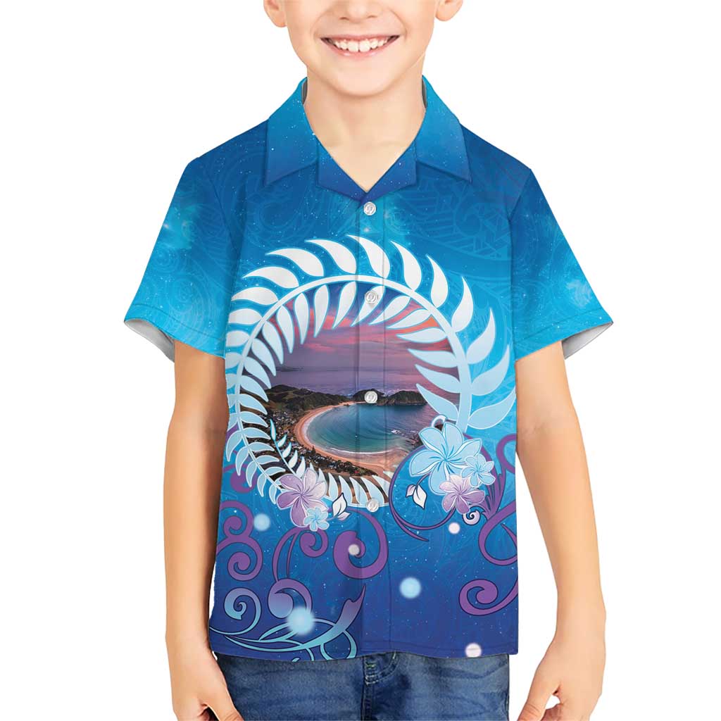 New Zealand Matapouri Beach Landscape Family Matching Short Sleeve Bodycon Dress and Hawaiian Shirt LT05 Son's Shirt Blue - Polynesian Pride