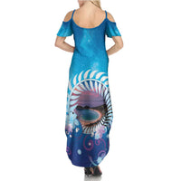 New Zealand Matapouri Beach Landscape Family Matching Summer Maxi Dress and Hawaiian Shirt LT05 - Polynesian Pride