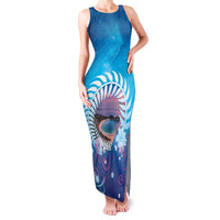 New Zealand Matapouri Beach Landscape Family Matching Tank Maxi Dress and Hawaiian Shirt LT05 Mom's Dress Blue - Polynesian Pride