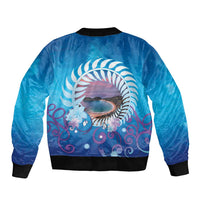 New Zealand Matapouri Beach Landscape Sleeve Zip Bomber Jacket