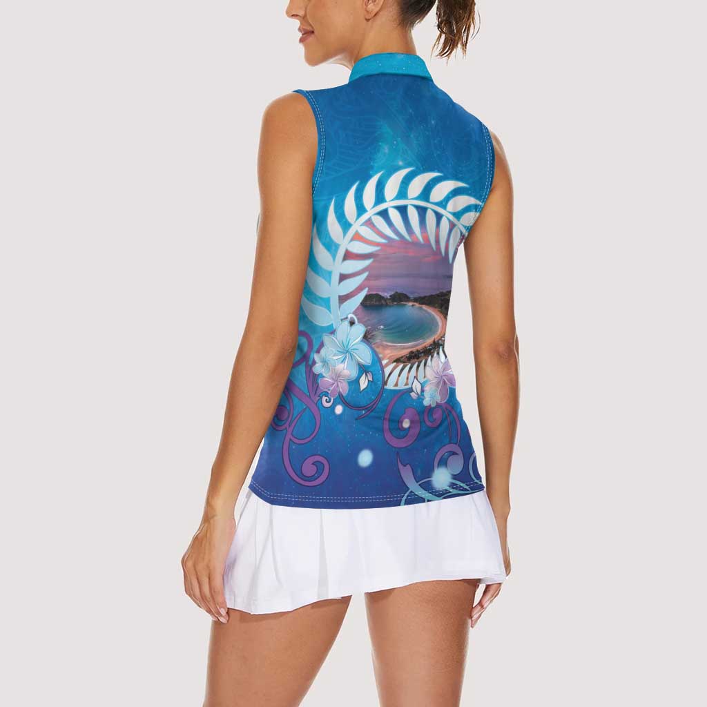 New Zealand Matapouri Beach Landscape Women Sleeveless Polo Shirt LT05 - Polynesian Pride