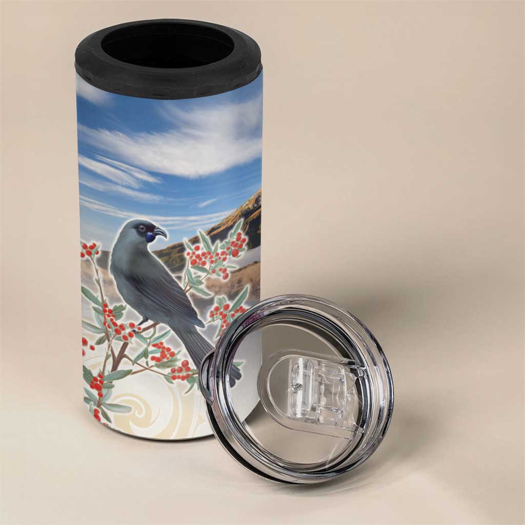 New Zealand Mount Taranaki Landscape 4 in 1 Can Cooler Tumbler Kokako Bird Polynesian Style LT05 - Polynesian Pride