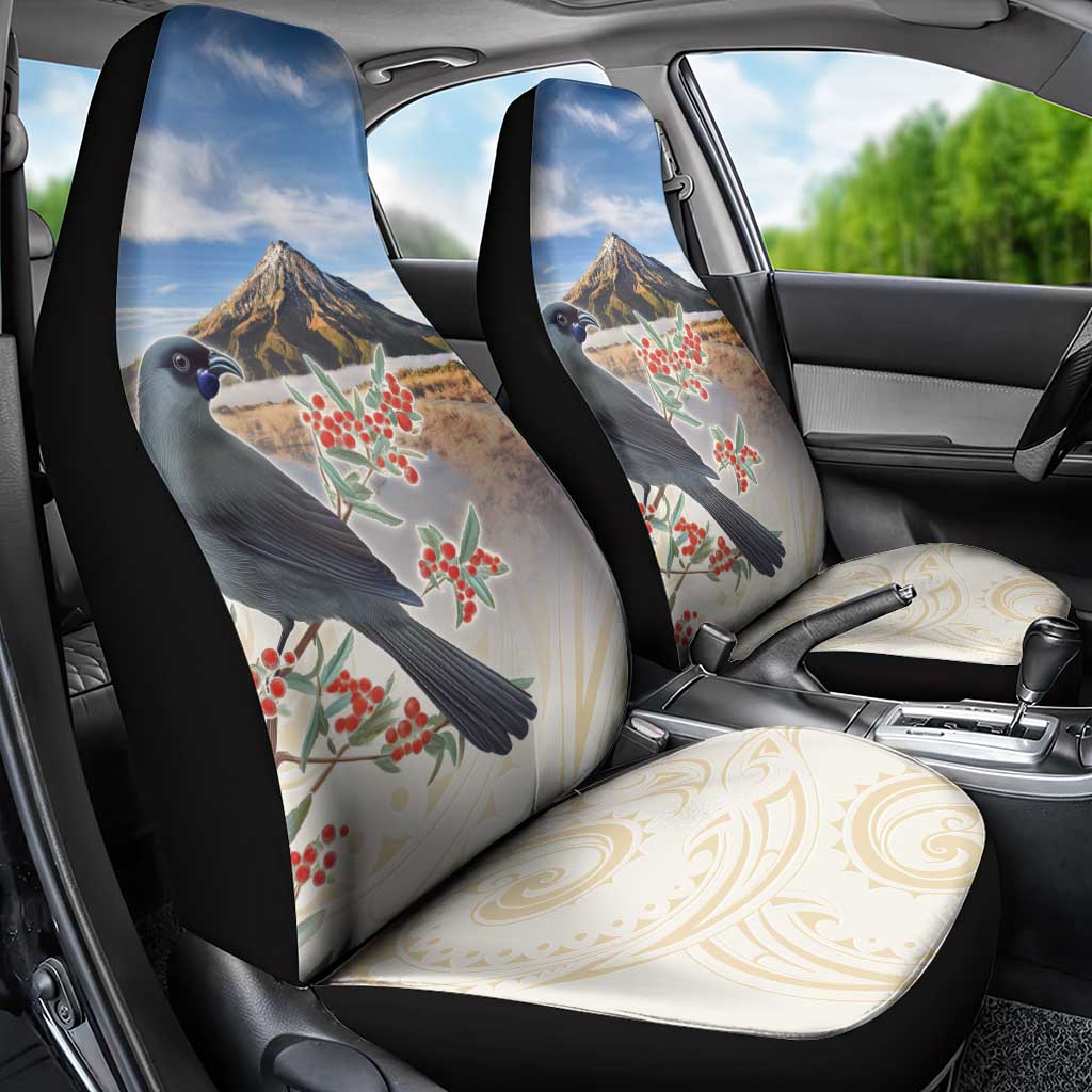 New Zealand Mount Taranaki Landscape Car Seat Cover Kokako Bird Polynesian Style LT05 - Polynesian Pride