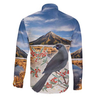 New Zealand Mount Taranaki Landscape Family Matching Off Shoulder Maxi Dress and Hawaiian Shirt Kokako Bird Polynesian Style LT05 - Polynesian Pride