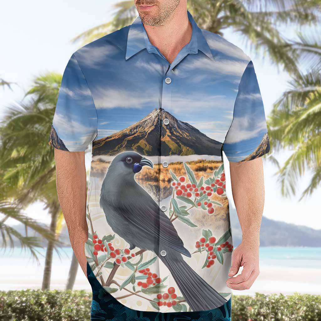 New Zealand Mount Taranaki Landscape Hawaiian Shirt Kokako Bird Polynesian Style LT05 - Polynesian Pride