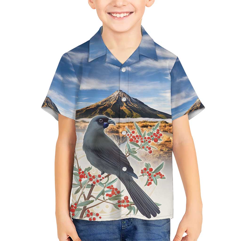 New Zealand Mount Taranaki Landscape Hawaiian Shirt Kokako Bird Polynesian Style LT05 - Polynesian Pride