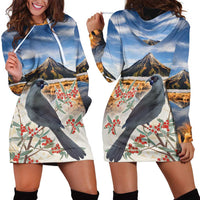 New Zealand Mount Taranaki Landscape Hoodie Dress Kokako Bird Polynesian Style LT05 - Polynesian Pride