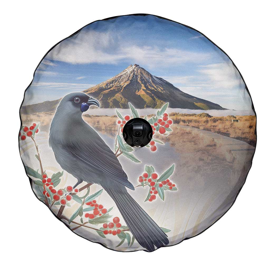 New Zealand Mount Taranaki Landscape Spare Tire Cover Kokako Bird Polynesian Style LT05 - Polynesian Pride