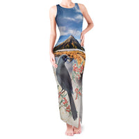 New Zealand Mount Taranaki Landscape Tank Maxi Dress Kokako Bird Polynesian Style LT05 Women Blue - Polynesian Pride