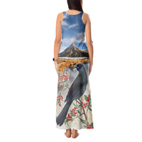 New Zealand Mount Taranaki Landscape Tank Maxi Dress Kokako Bird Polynesian Style LT05 - Polynesian Pride