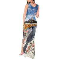New Zealand Mount Taranaki Landscape Tank Maxi Dress Kokako Bird Polynesian Style LT05 - Polynesian Pride