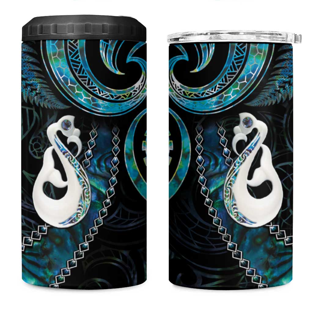 New Zealand Aotearoa 4 in 1 Can Cooler Tumbler Maori Manaia Paua Shell Glitter Turquoise LT05 One Size: 16 oz Turquoise - Polynesian Pride