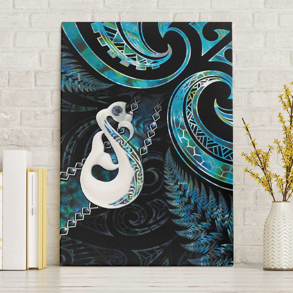 New Zealand Aotearoa Canvas Wall Art Maori Manaia Paua Shell Glitter Turquoise LT05 Without Frame Turquoise - Polynesian Pride