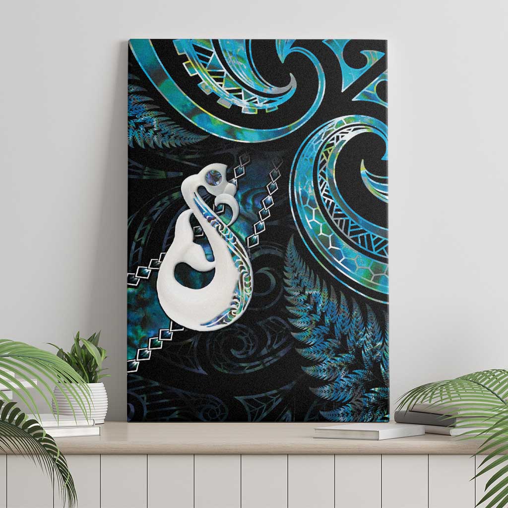 New Zealand Aotearoa Canvas Wall Art Maori Manaia Paua Shell Glitter Turquoise LT05 - Polynesian Pride