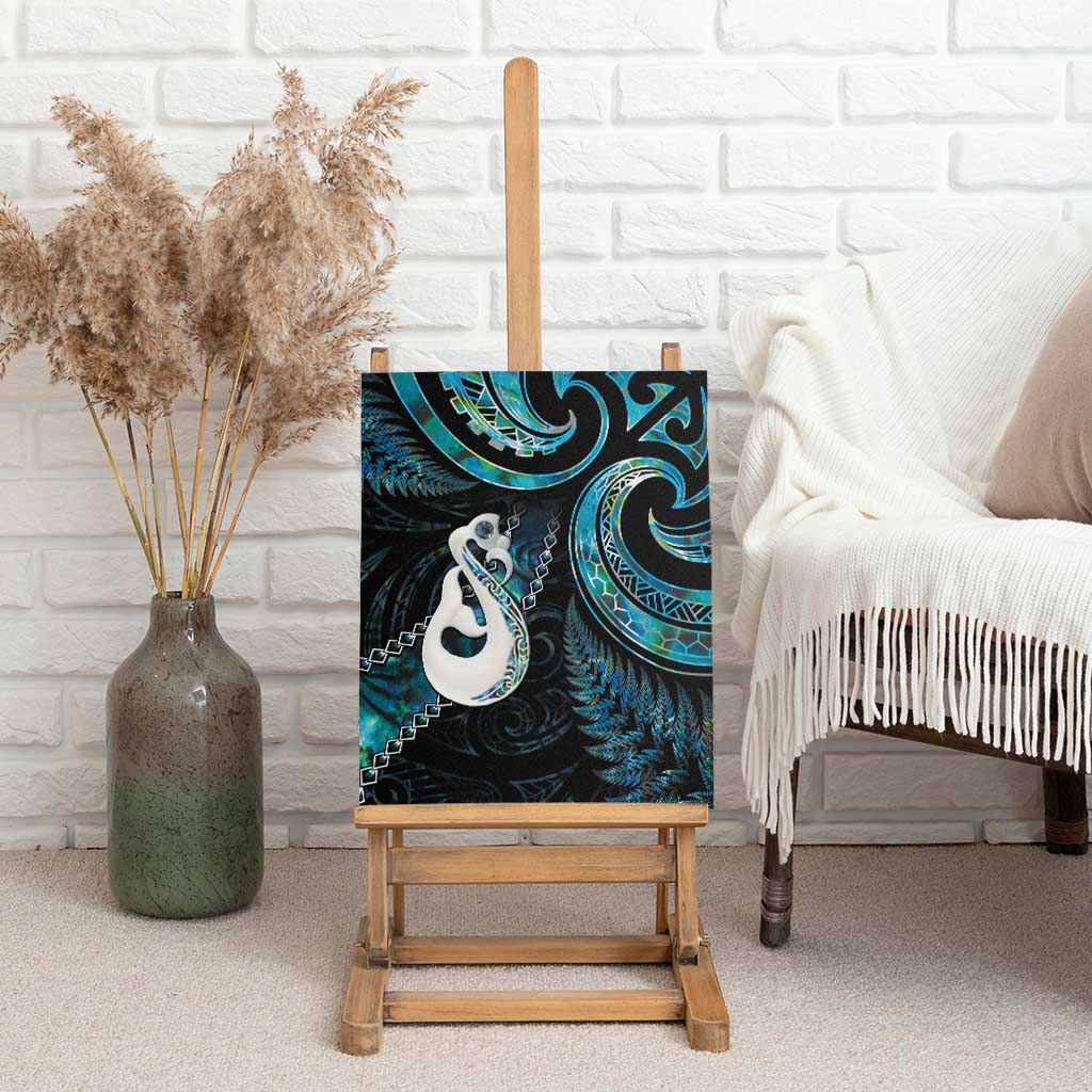 New Zealand Aotearoa Canvas Wall Art Maori Manaia Paua Shell Glitter Turquoise LT05 - Polynesian Pride