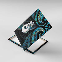 New Zealand Aotearoa Canvas Wall Art Maori Manaia Paua Shell Glitter Turquoise LT05 With Frame Turquoise - Polynesian Pride